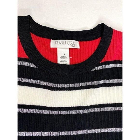 ‎Planet Gold Dress 1X Black Red White Bodycon - Picture 5 of 9